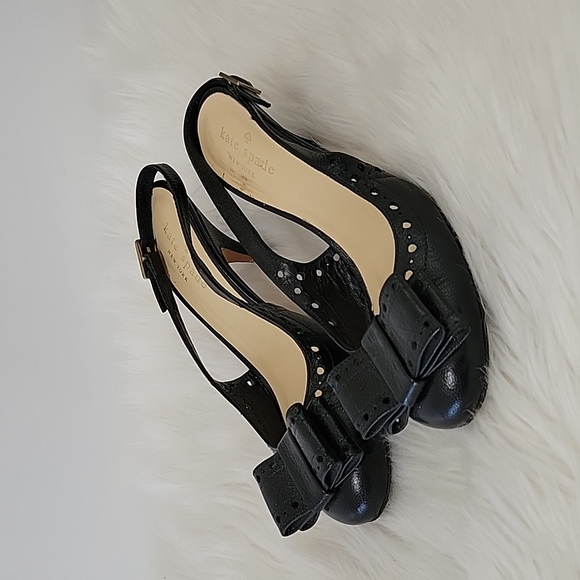 Kate Spade Women\'s Monica Pumps Close Toe Bow Slingback Black Leather Size 6 main image 2